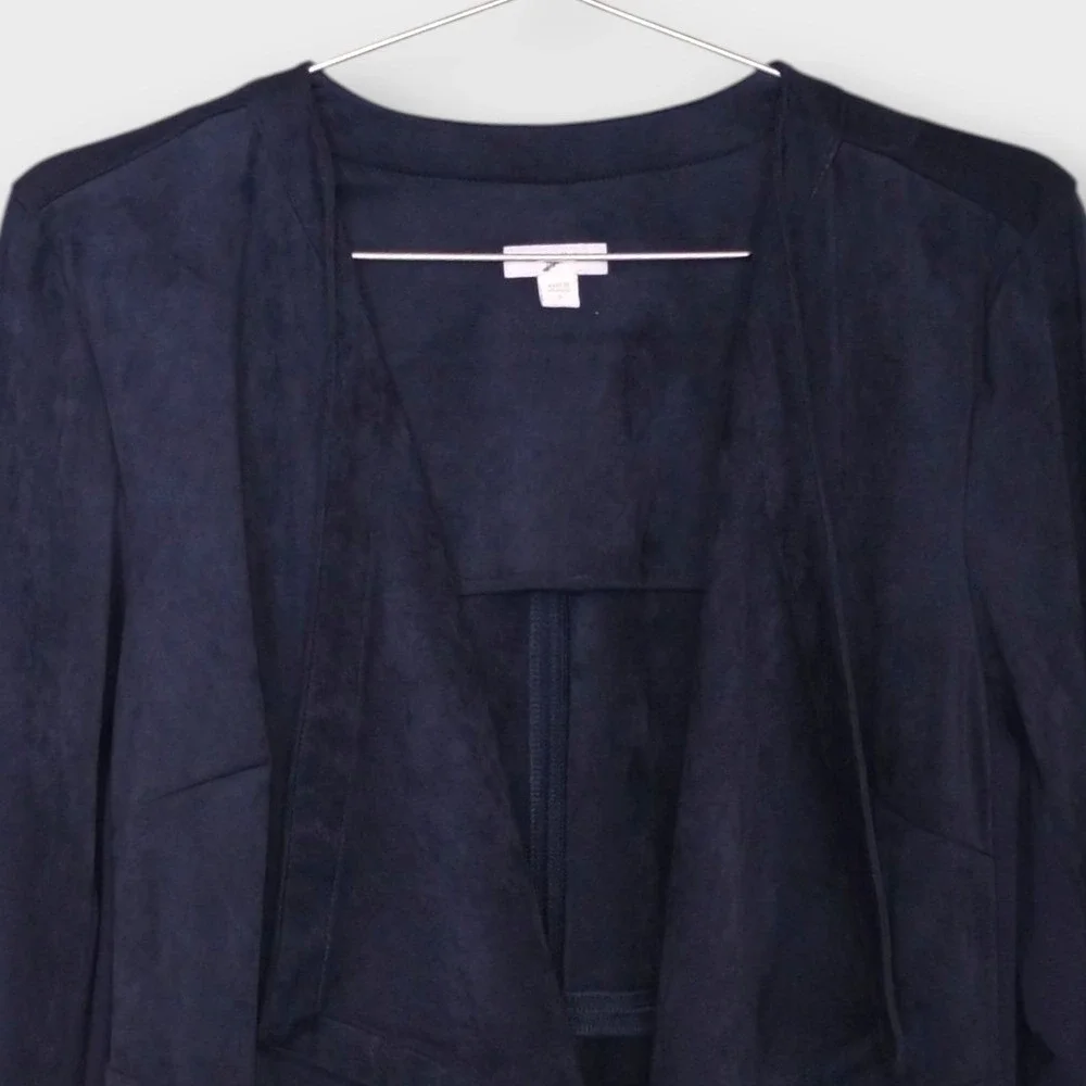 J Jill Faux Suede Jacket Sz L Blazer Draped Womens Career Business Casual Blue‎